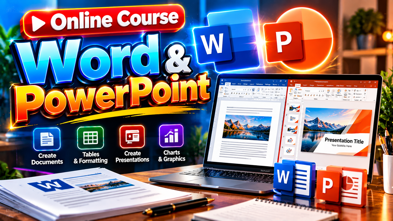 online course word and power pointe thumbnail